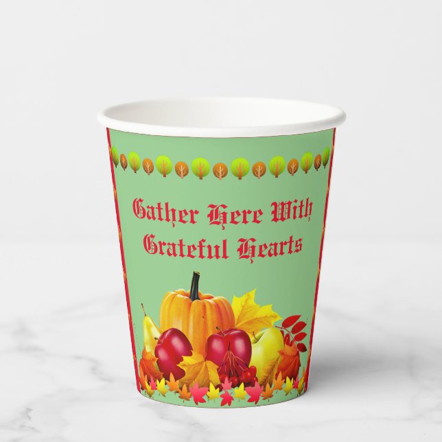 Vasos De Papel La cosecha de Acción de Gracias (Reverso )