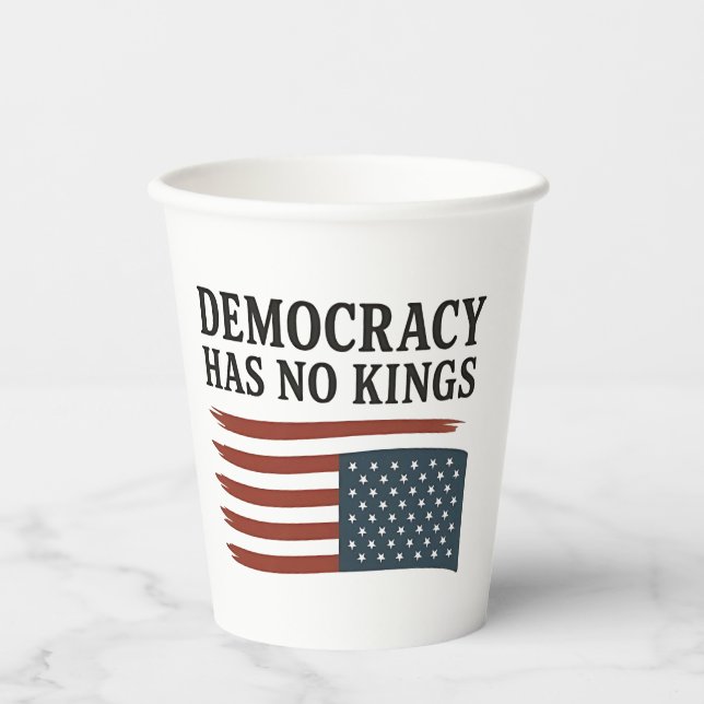 Vasos De Papel La democracia no tiene rey contra Trump Estados Un (Anverso)