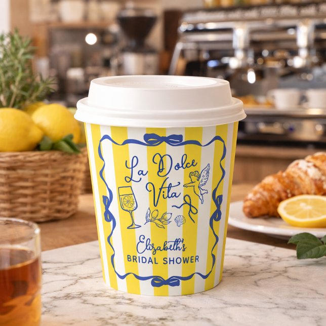 Vasos De Papel La Dolce Vita Whimsical Italian Bridal Shower (La Dolce Vita Whimsical Italian Bridal Shower Paper Cups)