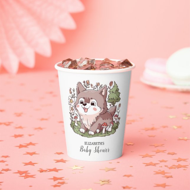 Vasos De Papel La encantadora Baby Shower de Wolf (in situ)