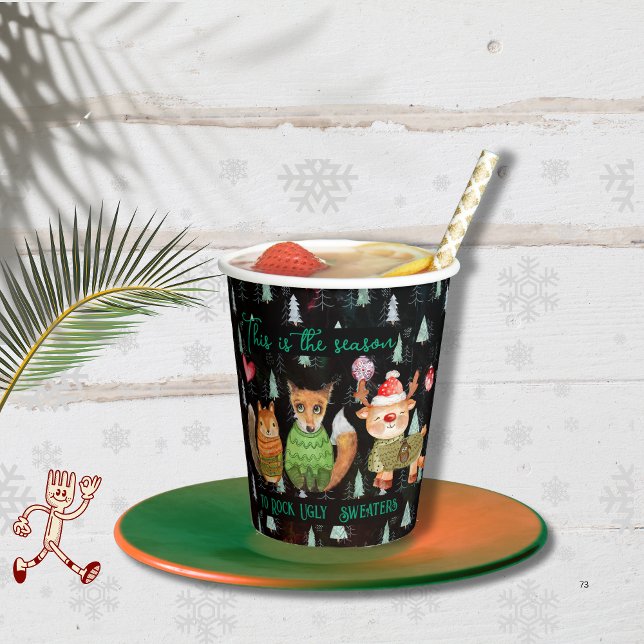 Vasos De Papel La estación para sacudir a los sudorosos (The Season to Rock Ugly Sweaters Paper Cups)