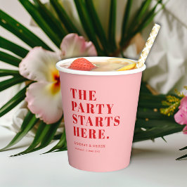 Vasos De Papel ¡La Fiesta Comienza Aquí! Fuente Negrita Bodas