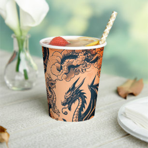 Vasos De Papel La guerra de los dragones Cielos naranjas
