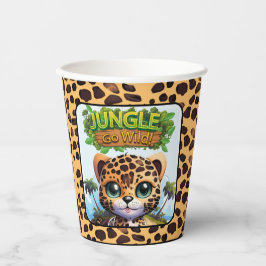 Vasos De Papel La jungla de gato animal del zoo del leopardo capr