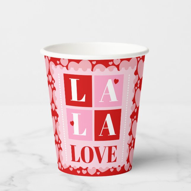 Vasos De Papel La La Love Día de San Valentín (Anverso)
