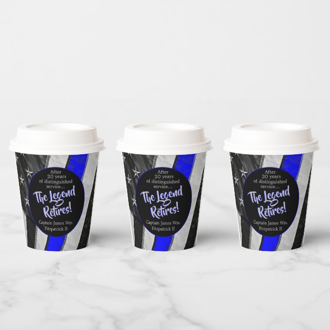 Vasos De Papel La leyenda retira al Fiesta de retiro de la policí (Multi)