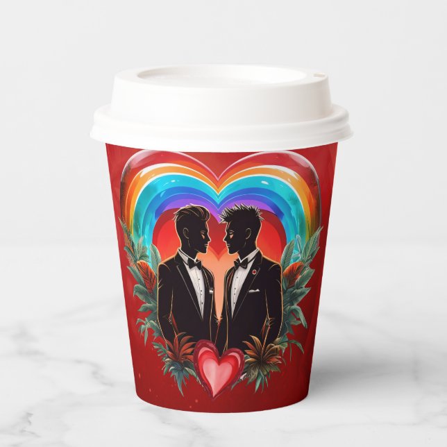 Vasos De Papel La magia del momento: elegantes siluetas gays. (Anverso)