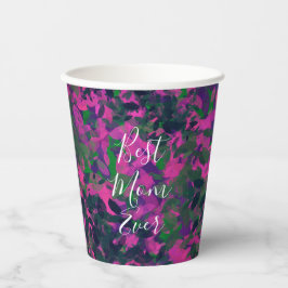 Vasos De Papel La mejor mamá jamás rosa única floral de jardín pi