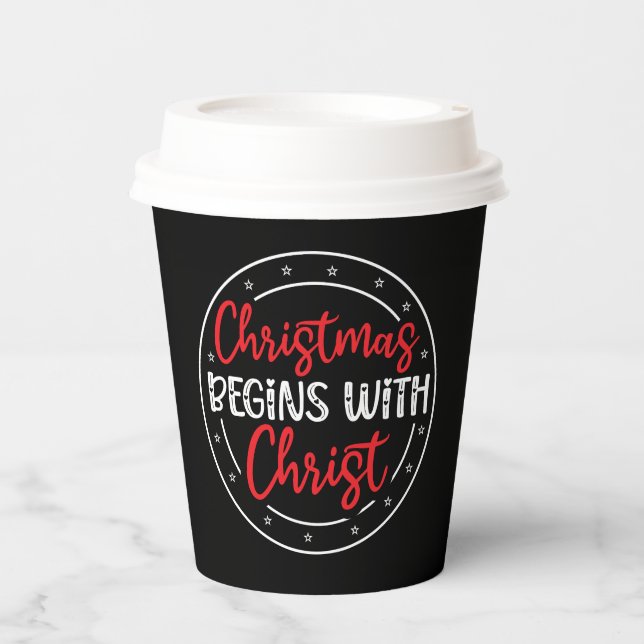 Vasos De Papel La Navidad Comienza Con Cristo-65772 (Anverso)