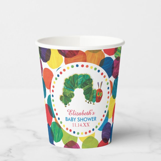 Vasos De Papel La oruga Baby Shower, muy hambrienta (Izquierda)