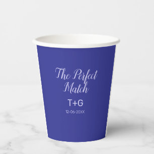 Vasos De Papel La pareja perfecta azul real lujo añadir nombre de