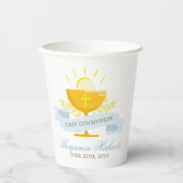 Vasos De Papel La primera comunión sagrada de los chicos