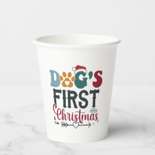 Vasos De Papel La primera Navidad del perro