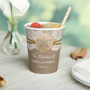 Vasos De Papel La Rustic Sand Dollar Beach Wedding