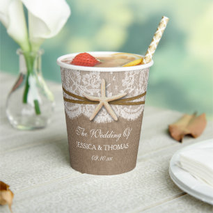 Vasos De Papel La Rustic Starfish Beach Wedding