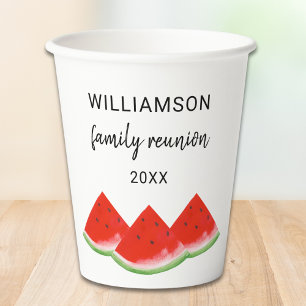 Vasos De Papel La sandía roja de la unión familiar personalizada
