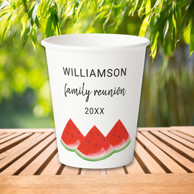 Vasos De Papel La sandía roja de unión familiar personalizada (Subido por el creador)