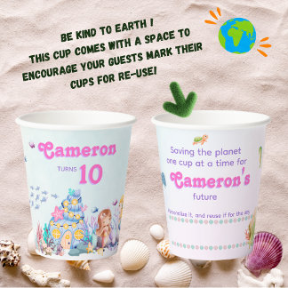 Vasos De Papel La sirena personalizada y ecológica bajo el mar