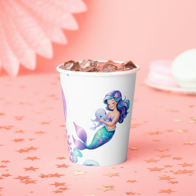 Vasos De Papel La sirena suave bajo el agua del mar Baby Shower (in situ)