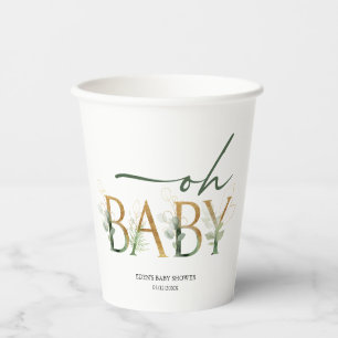 Vasos De Papel La vegetación moderna y el oro Oh Baby Baby Shower