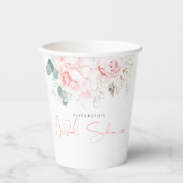 Vasos De Papel La vegetación y las flores rosadas Elegante ducha 
