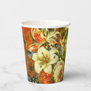 Vasos De Papel La vida con flores y fruta