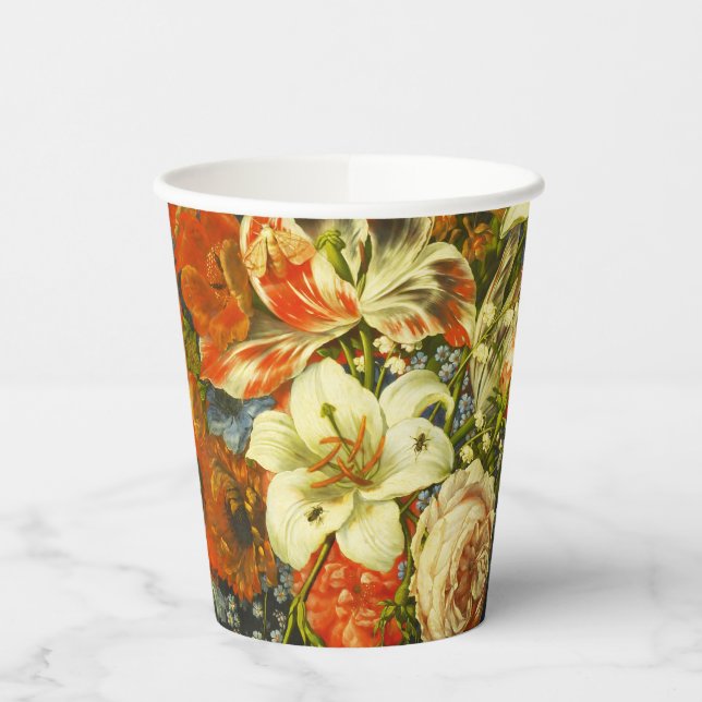 Vasos De Papel La vida con flores y fruta (Izquierda)