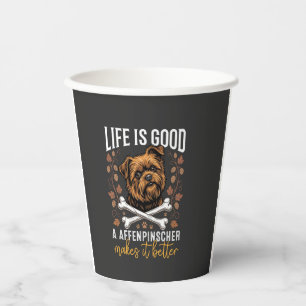 Vasos De Papel La Vida Es Buena Affenpinscher Perro Huesos Cruzad
