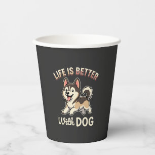 Vasos De Papel La vida es mejor con caricaturas de perros