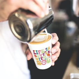 Vasos De Papel La vida es mejor con un diseño tipográfico de perr