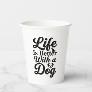 Vasos De Papel La vida es mejor con una camiseta vintage de perro