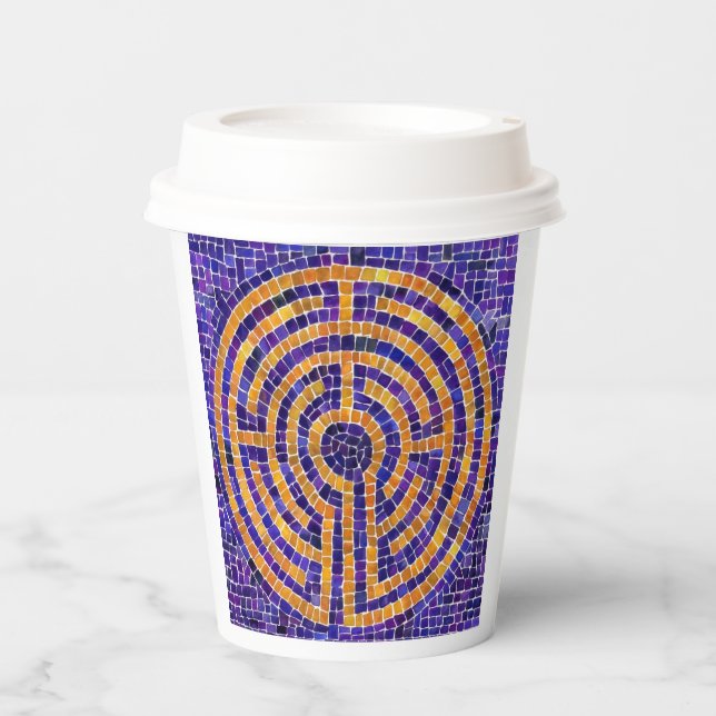 Vasos de Papel LABERINTO MOSAICO - Blanco (Anverso)