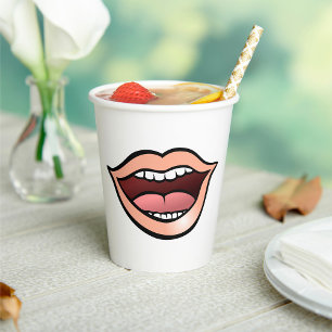 Vasos De Papel Labios Boca Dientes Lengua Abierta