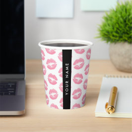 Vasos De Papel Labios rosados, besos, pintalabios, tu nombre, per