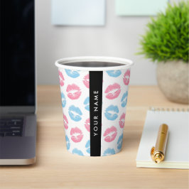 Vasos De Papel Labios rosados, labios azules, besos, tu nombre, p
