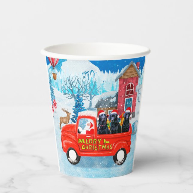 Vasos De Papel Labrador Navidades de perros vectores de nieve (Anverso)