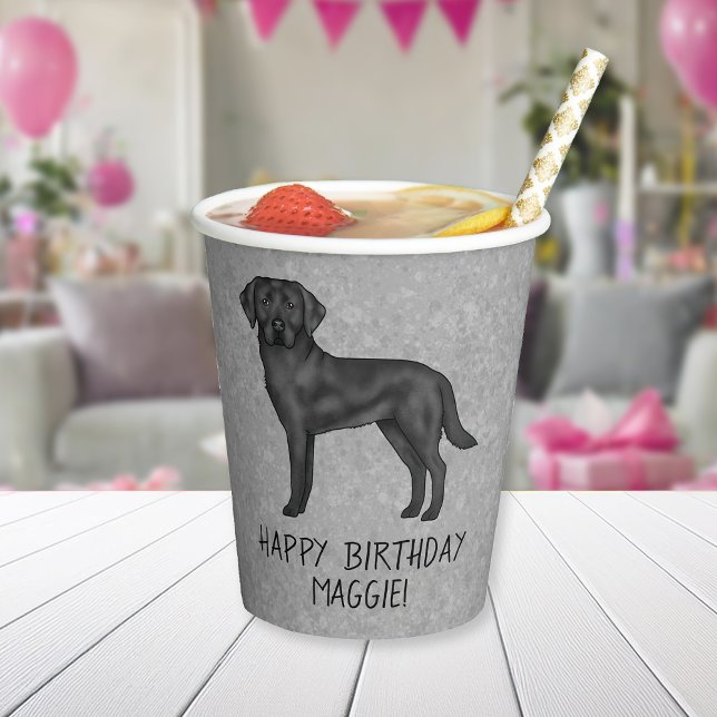 Vasos De Papel Labrador negro perro perro feliz cumpleaños gris (Subido por el creador)