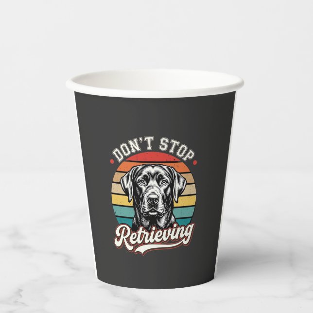 Vasos De Papel Labrador No Deja de Recuperar Perro Retro (Anverso)