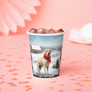 Vasos De Papel Labrador: Perro recuperado en Navidades de nieve