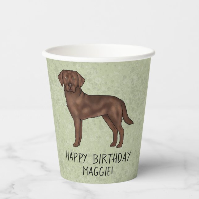 Vasos De Papel Labrador Retriever Chocolate Lab Cumpleaños Feliz (Anverso)