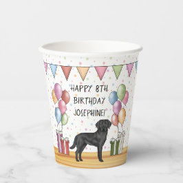 Vasos De Papel Labrador Retriever Negro Cumpleaños Colorido