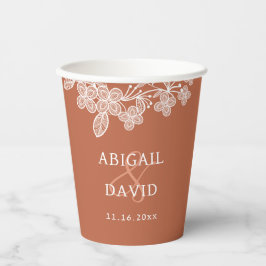 Vasos De Papel Lace blanco en el Boda de Terracotta