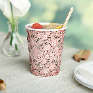 Vasos De Papel Lace de bodas rosadas