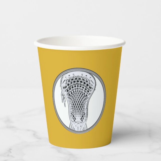Vasos De Papel Lacrosse Sports Gold (Anverso)