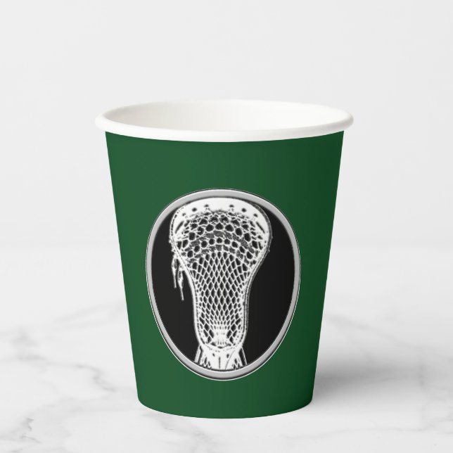 Vasos De Papel Lacrosse Sports Green (Anverso)