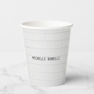 Vasos De Papel Ladrillos murales grises Diseño Leche legible mode