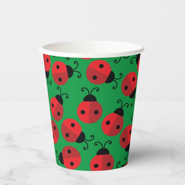 Vasos De Papel Lady Bug Cute Niños Primer Cumpleaños Fiesta Cups  (Anverso)