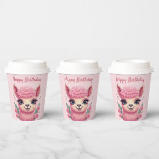 Vasos De Papel Lama, bebé sonriente rosa