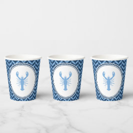 Vasos De Papel Langosta azul náutico costero