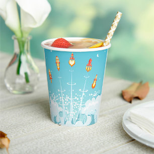 Vasos De Papel Lanzamiento de cohete retro lanzamiento arte espac